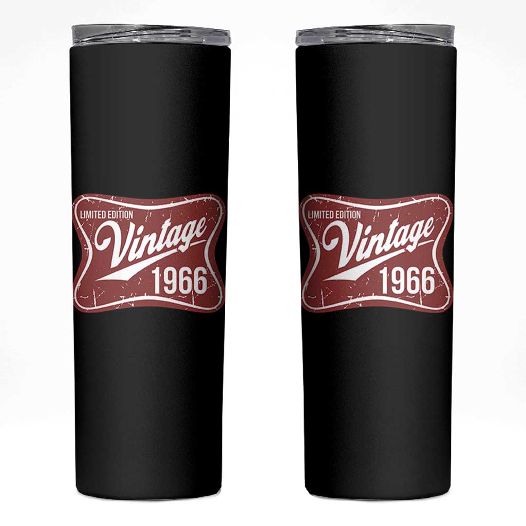 60th Birthday Beer Lover Vintage 1966 Limited Edition Skinny Tumbler Red Metal Beer Soft Sign Graphic