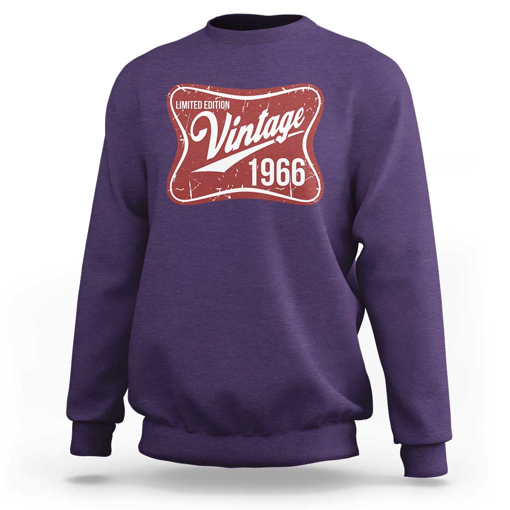 60th Birthday Beer Lover Vintage 1966 Limited Edition Sweatshirt Red Metal Beer Soft Sign Graphic