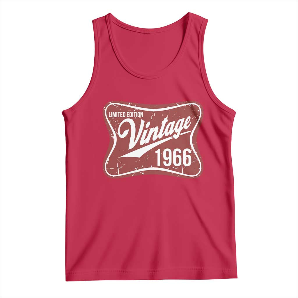 60th Birthday Beer Lover Vintage 1966 Limited Edition Tank Top Red Metal Beer Soft Sign Graphic
