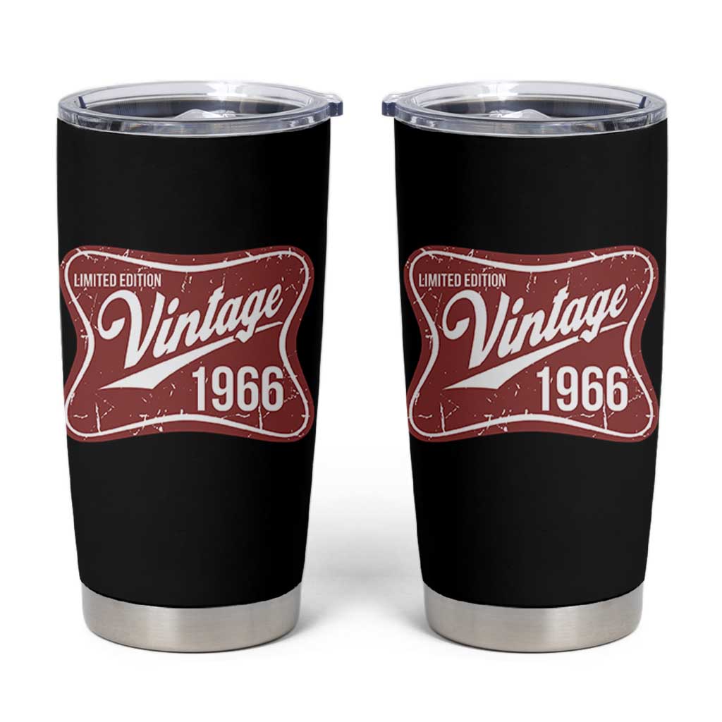 60th Birthday Beer Lover Vintage 1966 Limited Edition Tumbler Cup Red Metal Beer Soft Sign Graphic