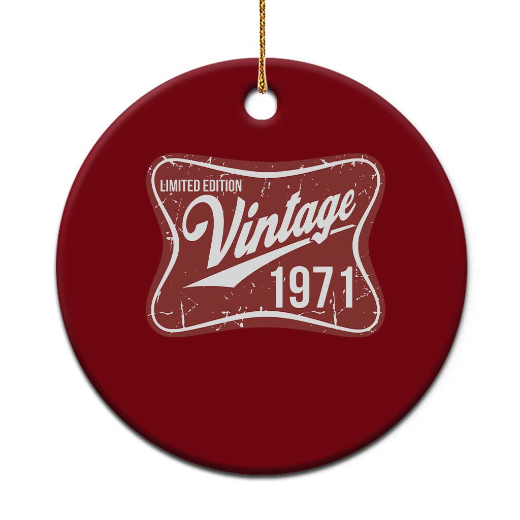 55th Birthday Beer Lover Vintage 1971 Limited Edition Ceramic Ornament Red Metal Beer Soft Sign Graphic