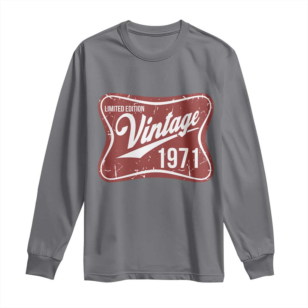 55th Birthday Beer Lover Vintage 1971 Limited Edition Long Sleeve Shirt Red Metal Beer Soft Sign Graphic