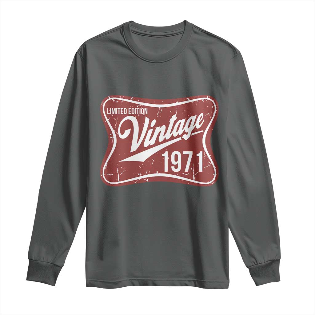 55th Birthday Beer Lover Vintage 1971 Limited Edition Long Sleeve Shirt Red Metal Beer Soft Sign Graphic