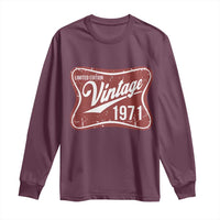 55th Birthday Beer Lover Vintage 1971 Limited Edition Long Sleeve Shirt Red Metal Beer Soft Sign Graphic