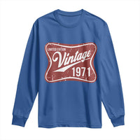 55th Birthday Beer Lover Vintage 1971 Limited Edition Long Sleeve Shirt Red Metal Beer Soft Sign Graphic