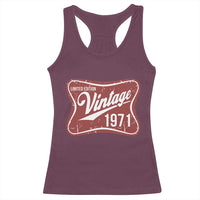 55th Birthday Beer Lover Vintage 1971 Limited Edition Racerback Tank Top Red Metal Beer Soft Sign Graphic