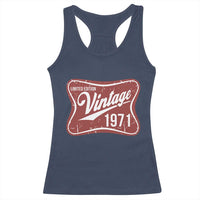55th Birthday Beer Lover Vintage 1971 Limited Edition Racerback Tank Top Red Metal Beer Soft Sign Graphic