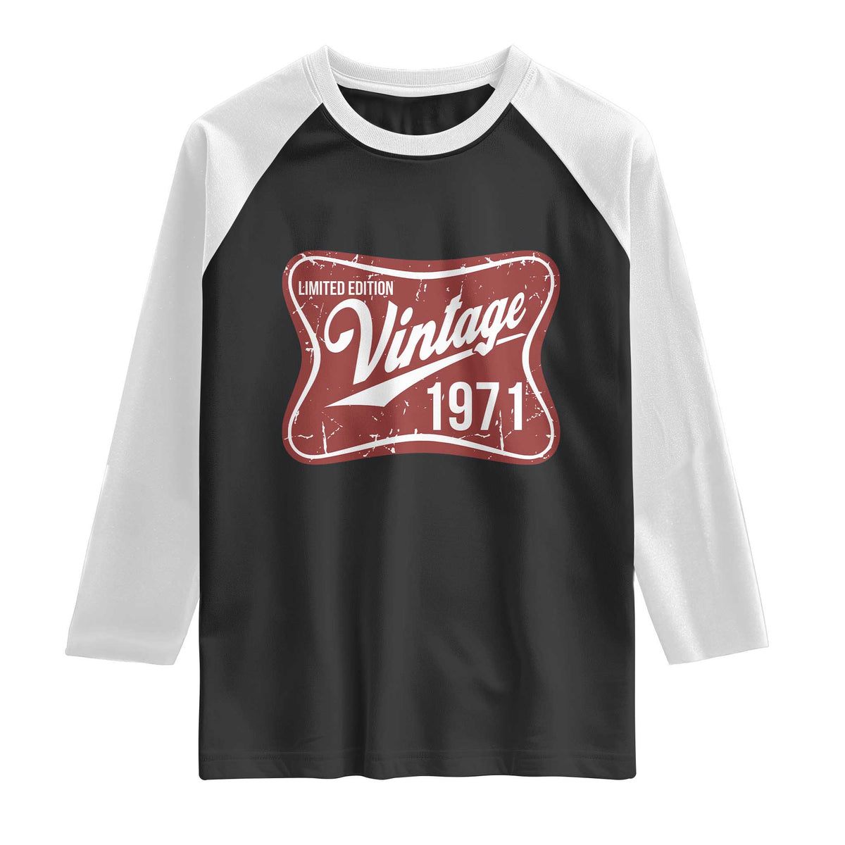 55th Birthday Beer Lover Vintage 1971 Limited Edition Raglan Shirt Red Metal Beer Soft Sign Graphic