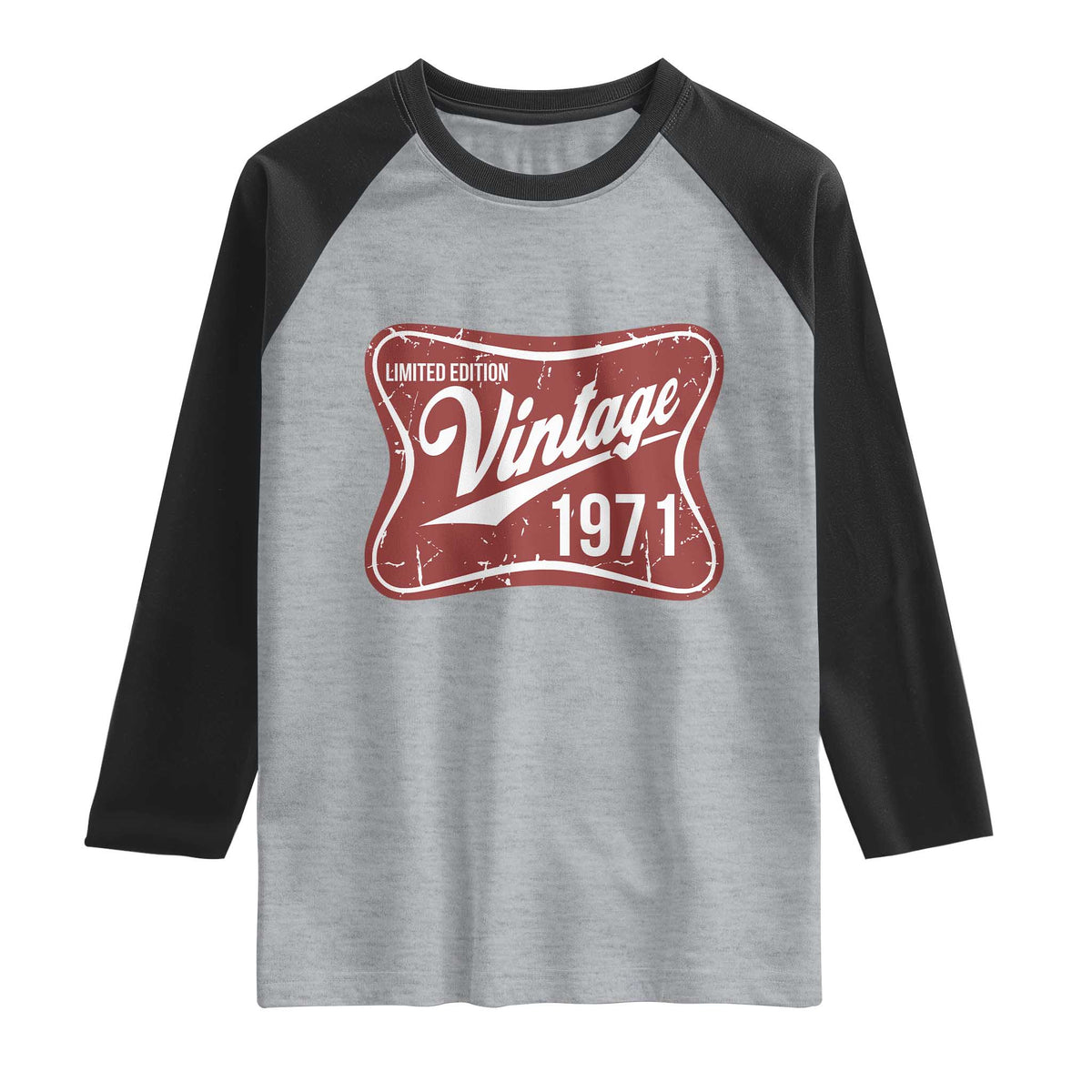 55th Birthday Beer Lover Vintage 1971 Limited Edition Raglan Shirt Red Metal Beer Soft Sign Graphic