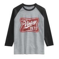 55th Birthday Beer Lover Vintage 1971 Limited Edition Raglan Shirt Red Metal Beer Soft Sign Graphic