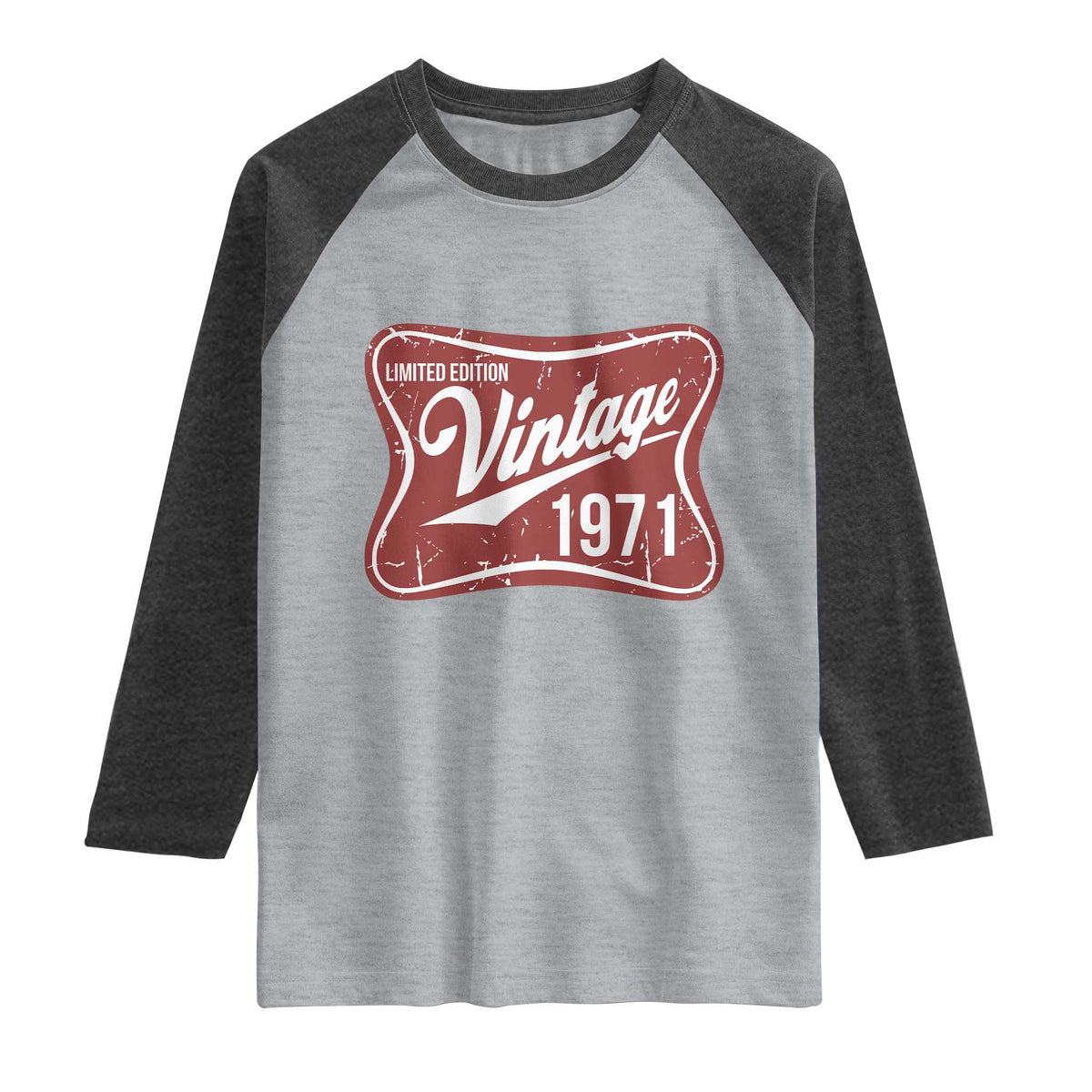 55th Birthday Beer Lover Vintage 1971 Limited Edition Raglan Shirt Red Metal Beer Soft Sign Graphic