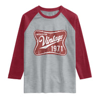 55th Birthday Beer Lover Vintage 1971 Limited Edition Raglan Shirt Red Metal Beer Soft Sign Graphic