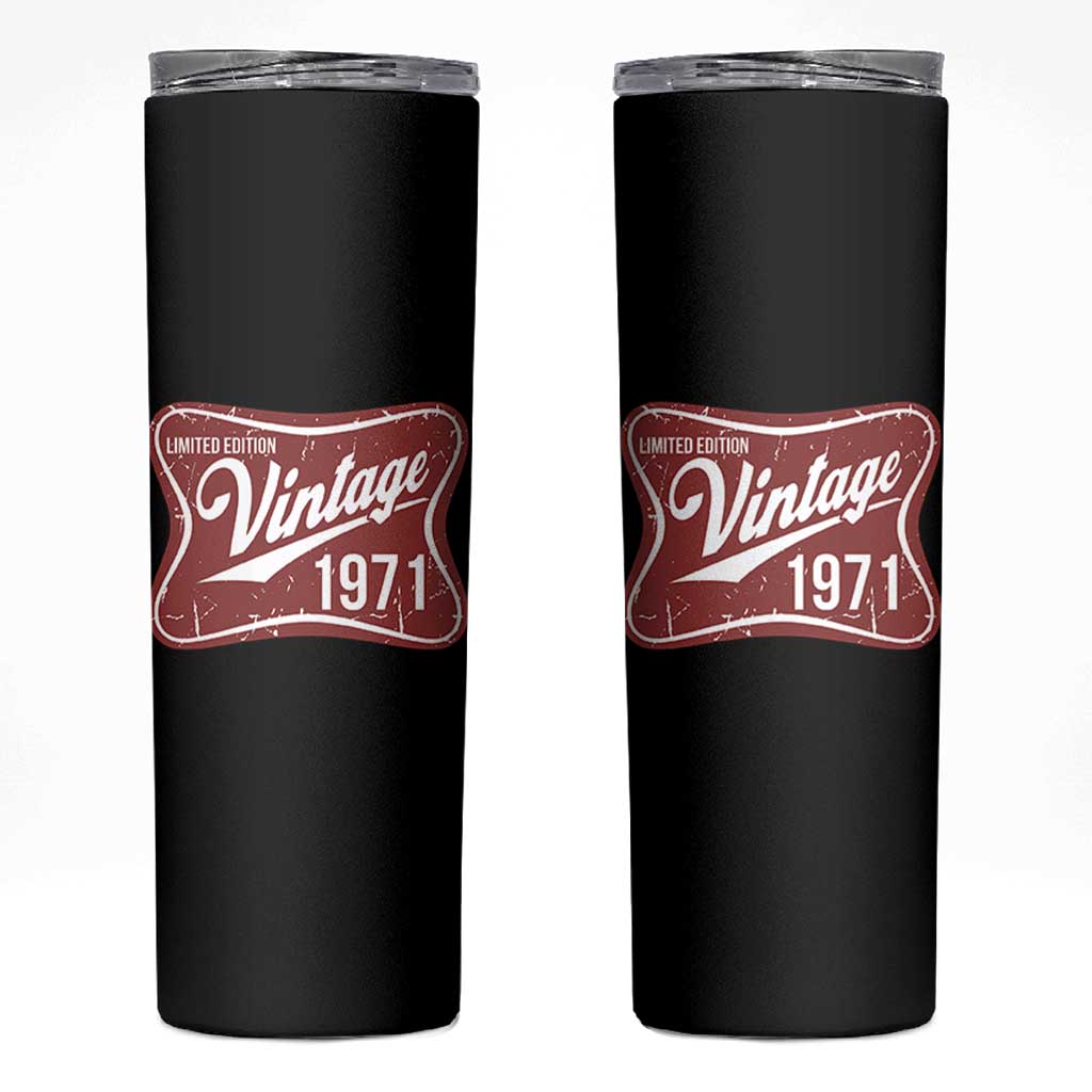 55th Birthday Beer Lover Vintage 1971 Limited Edition Skinny Tumbler Red Metal Beer Soft Sign Graphic
