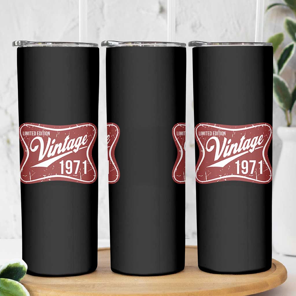 55th Birthday Beer Lover Vintage 1971 Limited Edition Skinny Tumbler Red Metal Beer Soft Sign Graphic