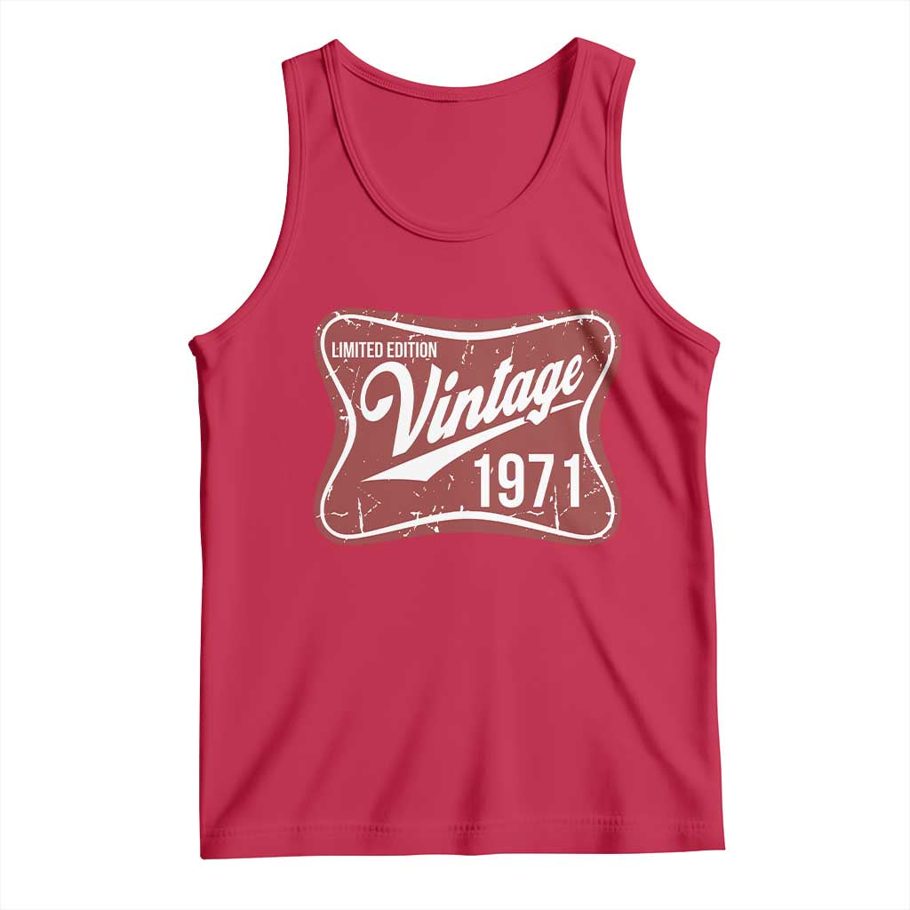 55th Birthday Beer Lover Vintage 1971 Limited Edition Tank Top Red Metal Beer Soft Sign Graphic