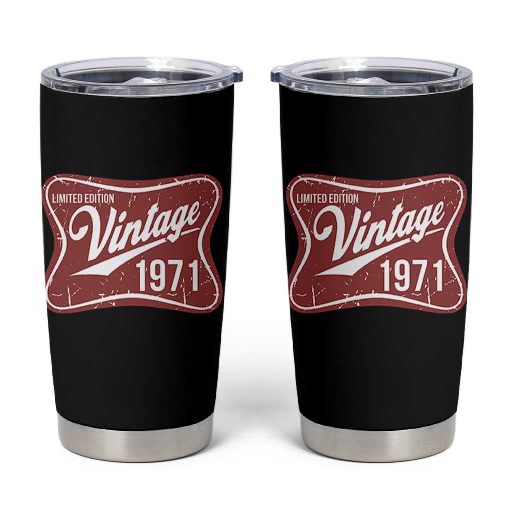 55th Birthday Beer Lover Vintage 1971 Limited Edition Tumbler Cup Red Metal Beer Soft Sign Graphic