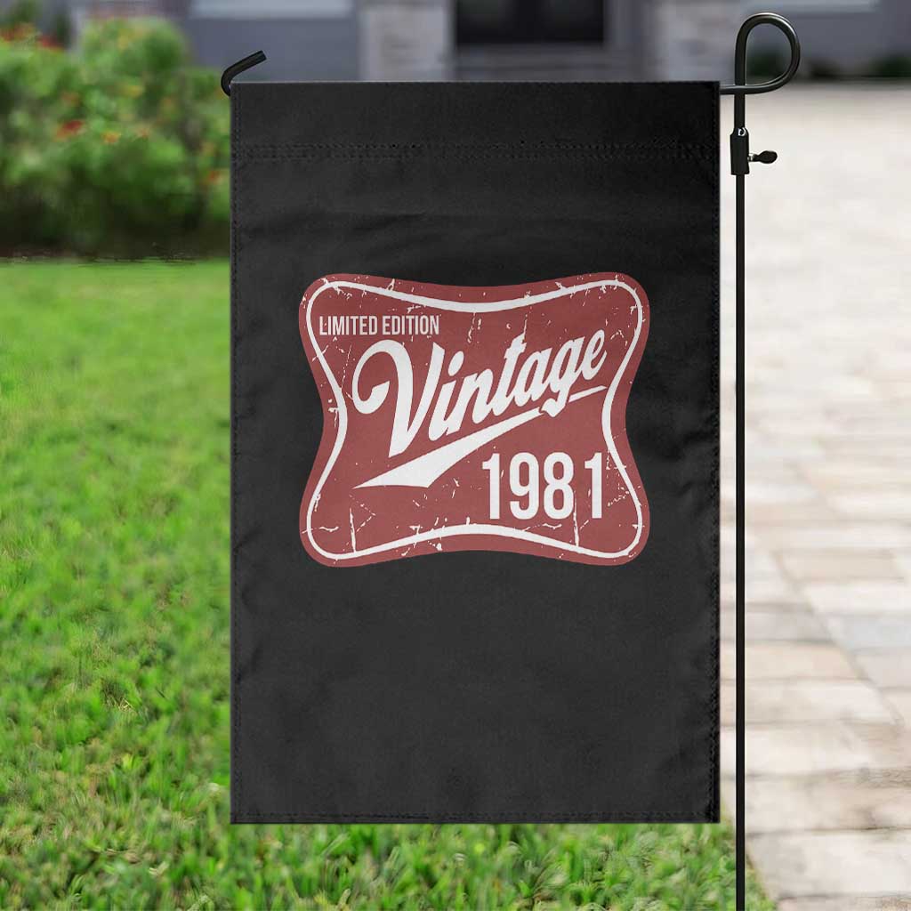 45th Birthday Beer Lover Vintage 1981 Limited Edition Garden Flag Red Metal Beer Soft Sign Graphic