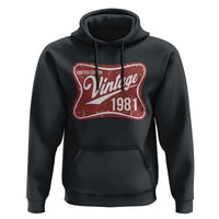 45th Birthday Beer Lover Vintage 1981 Limited Edition Hoodie Red Metal Beer Soft Sign Graphic