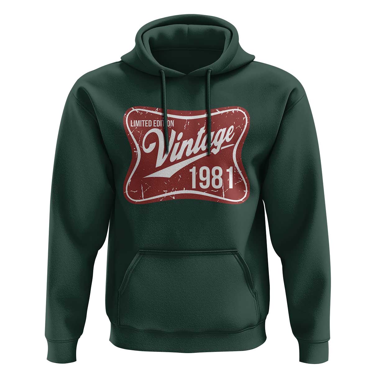 45th Birthday Beer Lover Vintage 1981 Limited Edition Hoodie Red Metal Beer Soft Sign Graphic