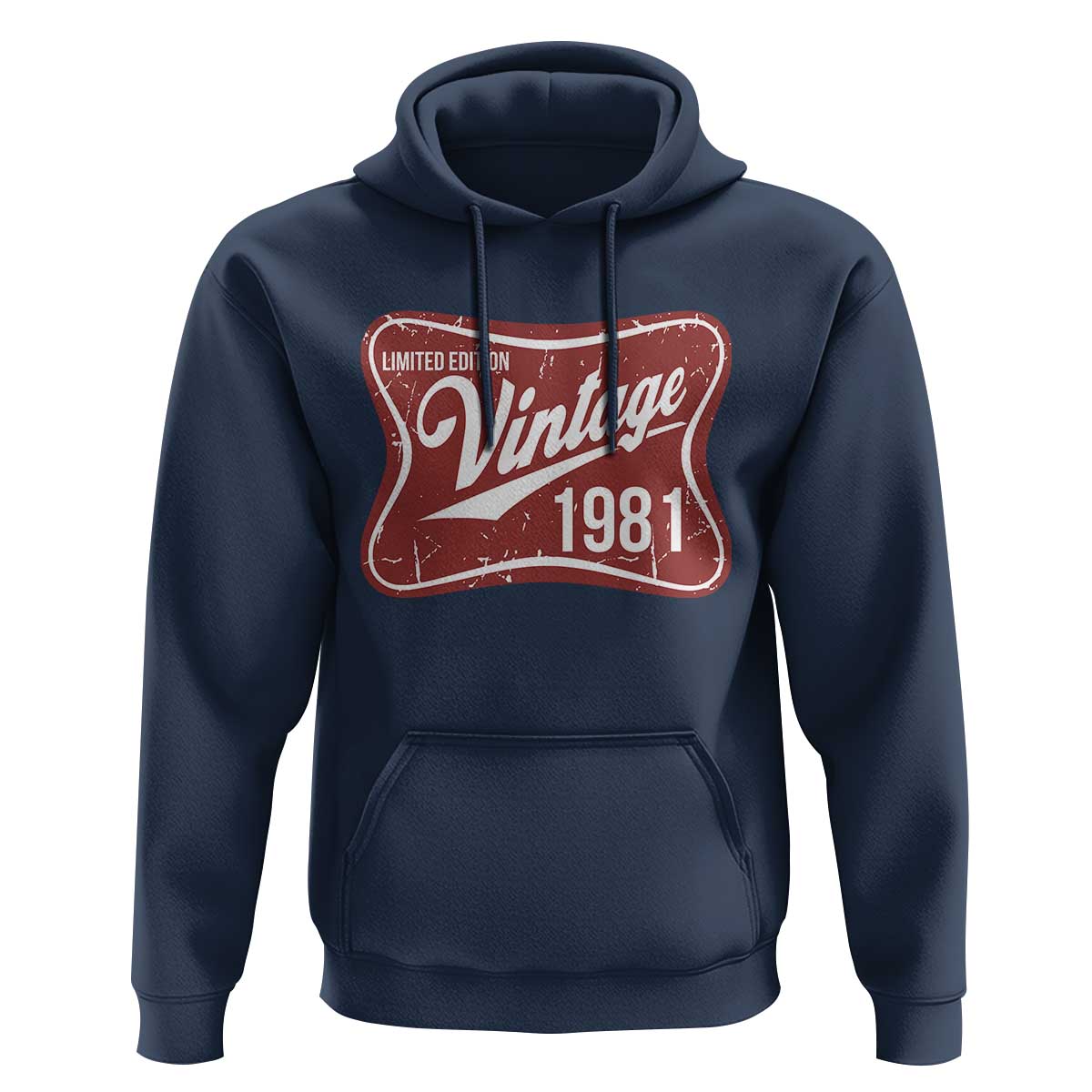 45th Birthday Beer Lover Vintage 1981 Limited Edition Hoodie Red Metal Beer Soft Sign Graphic