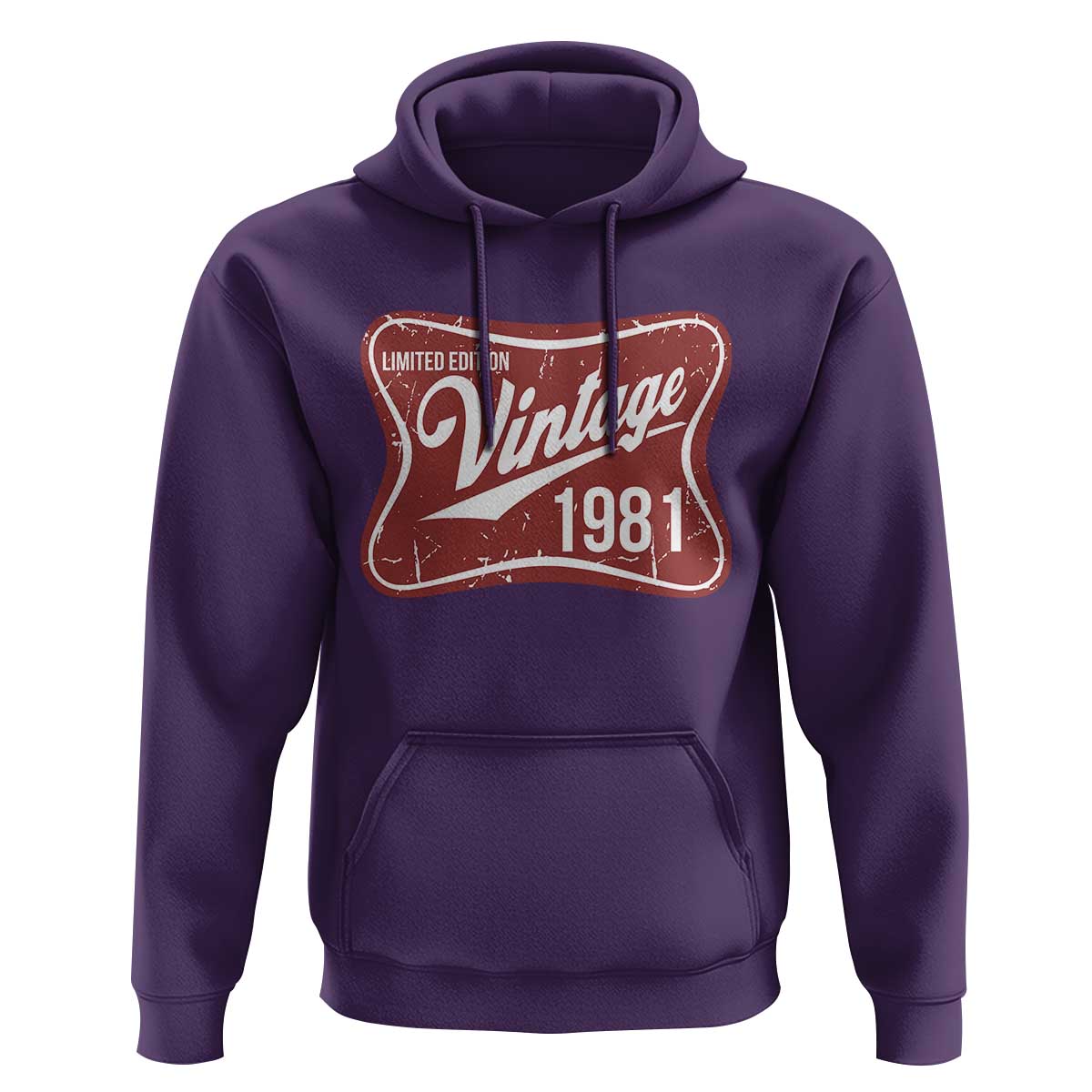 45th Birthday Beer Lover Vintage 1981 Limited Edition Hoodie Red Metal Beer Soft Sign Graphic