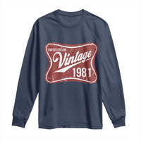 45th Birthday Beer Lover Vintage 1981 Limited Edition Long Sleeve Shirt Red Metal Beer Soft Sign Graphic