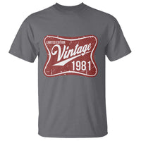 45th Birthday Beer Lover Vintage 1981 Limited Edition T Shirt Red Metal Beer Soft Sign Graphic