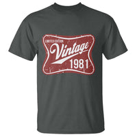 45th Birthday Beer Lover Vintage 1981 Limited Edition T Shirt Red Metal Beer Soft Sign Graphic