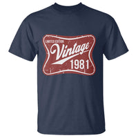 45th Birthday Beer Lover Vintage 1981 Limited Edition T Shirt Red Metal Beer Soft Sign Graphic