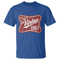 45th Birthday Beer Lover Vintage 1981 Limited Edition T Shirt Red Metal Beer Soft Sign Graphic