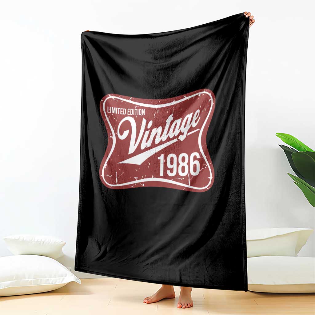 40th Birthday Beer Lover Vintage 1986 Limited Edition Throw Blanket Red Metal Beer Soft Sign Graphic