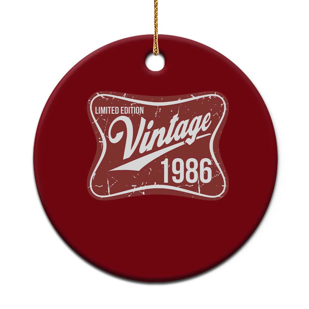 40th Birthday Beer Lover Vintage 1986 Limited Edition Ceramic Ornament Red Metal Beer Soft Sign Graphic