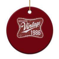 40th Birthday Beer Lover Vintage 1986 Limited Edition Ceramic Ornament Red Metal Beer Soft Sign Graphic