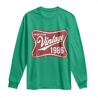 40th Birthday Beer Lover Vintage 1986 Limited Edition Long Sleeve Shirt Red Metal Beer Soft Sign Graphic