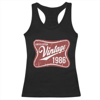 40th Birthday Beer Lover Vintage 1986 Limited Edition Racerback Tank Top Red Metal Beer Soft Sign Graphic
