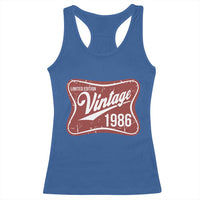 40th Birthday Beer Lover Vintage 1986 Limited Edition Racerback Tank Top Red Metal Beer Soft Sign Graphic