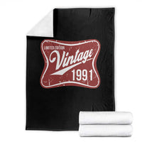 35th Birthday Beer Lover Vintage 1991 Limited Edition Throw Blanket Red Metal Beer Soft Sign Graphic