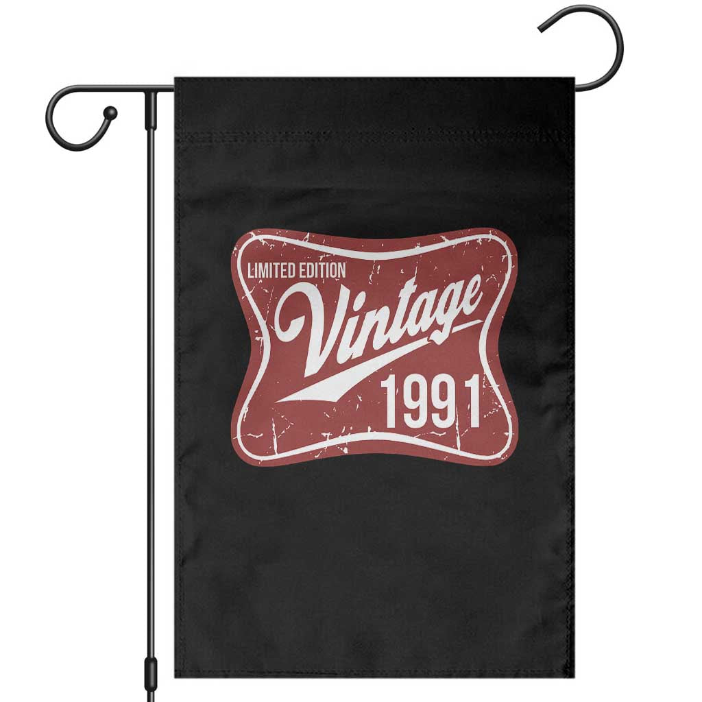 35th Birthday Beer Lover Vintage 1991 Limited Edition Garden Flag Red Metal Beer Soft Sign Graphic