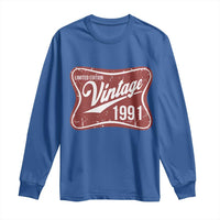 35th Birthday Beer Lover Vintage 1991 Limited Edition Long Sleeve Shirt Red Metal Beer Soft Sign Graphic