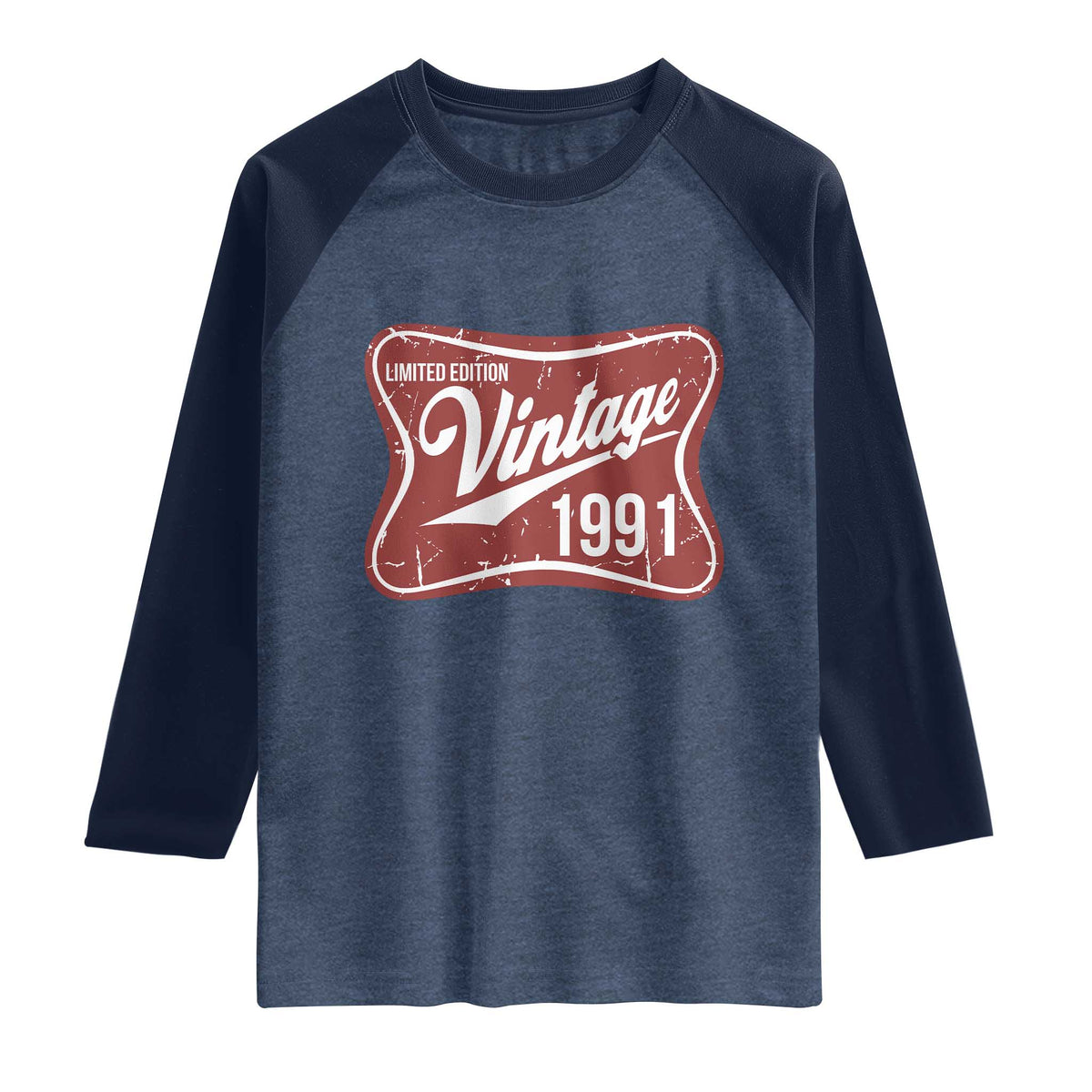 35th Birthday Beer Lover Vintage 1991 Limited Edition Raglan Shirt Red Metal Beer Soft Sign Graphic