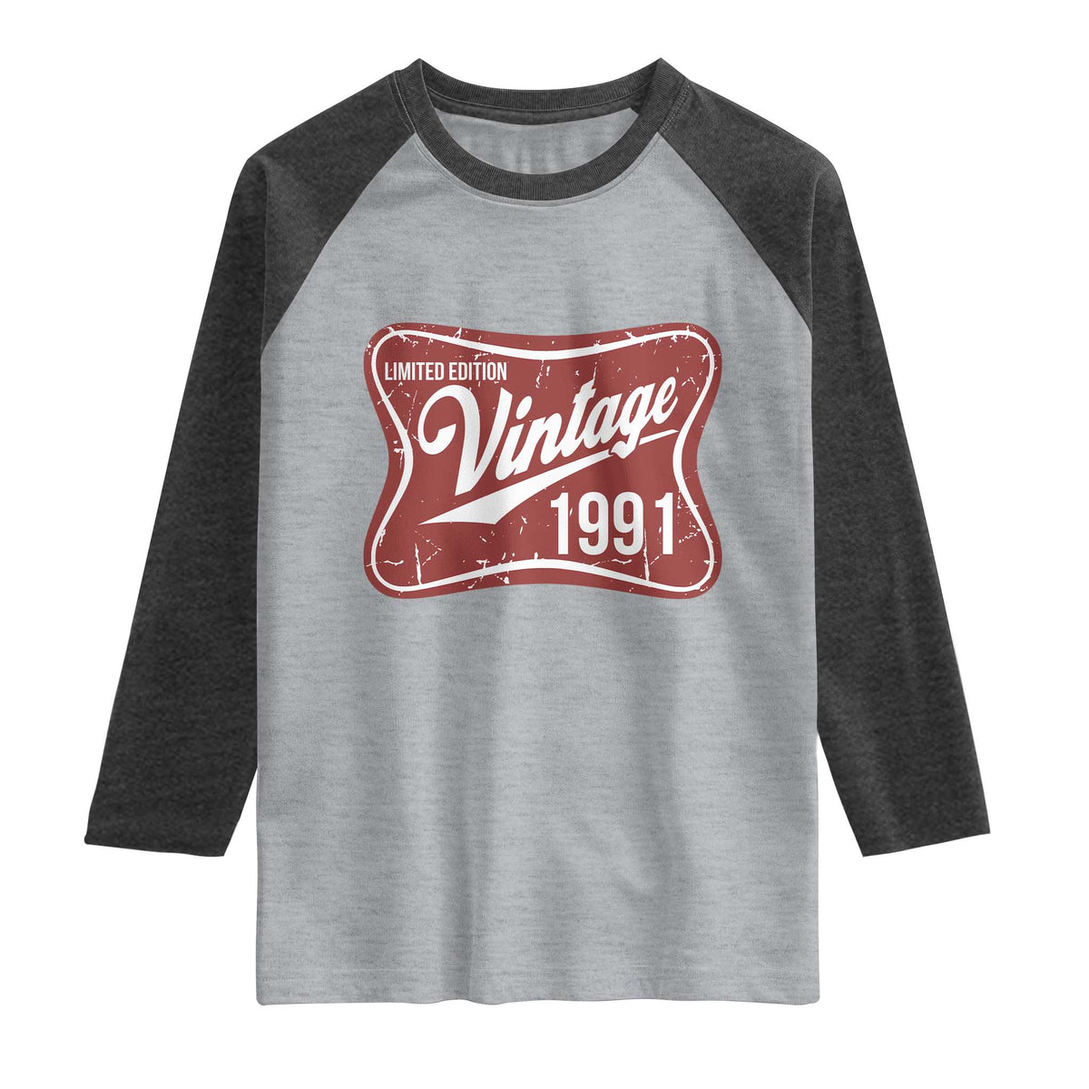 35th Birthday Beer Lover Vintage 1991 Limited Edition Raglan Shirt Red Metal Beer Soft Sign Graphic