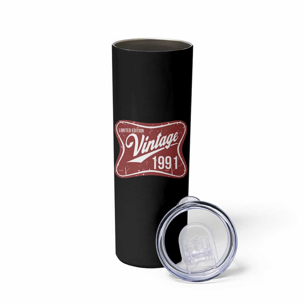 35th Birthday Beer Lover Vintage 1991 Limited Edition Skinny Tumbler Red Metal Beer Soft Sign Graphic