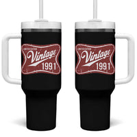 35th Birthday Beer Lover Vintage 1991 Limited Edition Tumbler With Handle Red Metal Beer Soft Sign Graphic