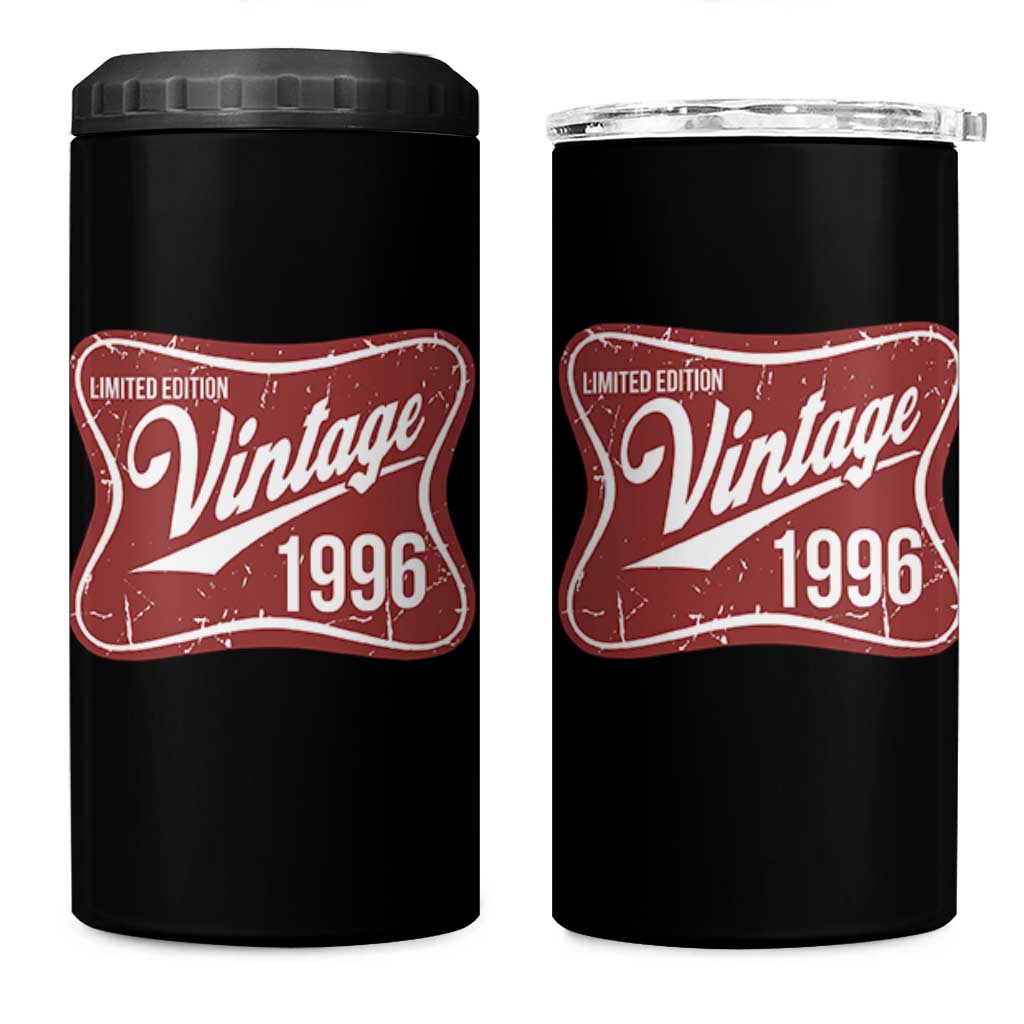 30th Birthday Beer Lover Vintage 1996 Limited Edition 4 in 1 Can Cooler Tumbler Red Metal Beer Soft Sign Graphic