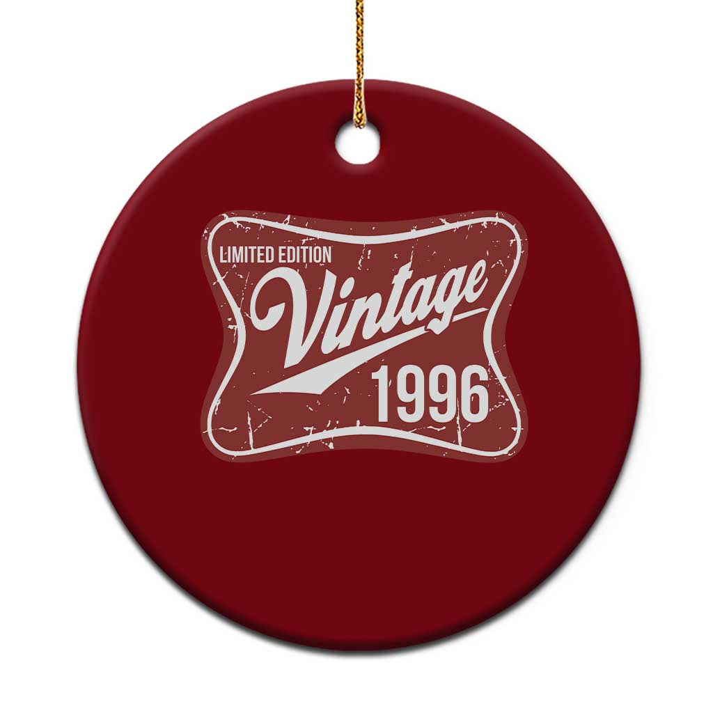 30th Birthday Beer Lover Vintage 1996 Limited Edition Ceramic Ornament Red Metal Beer Soft Sign Graphic