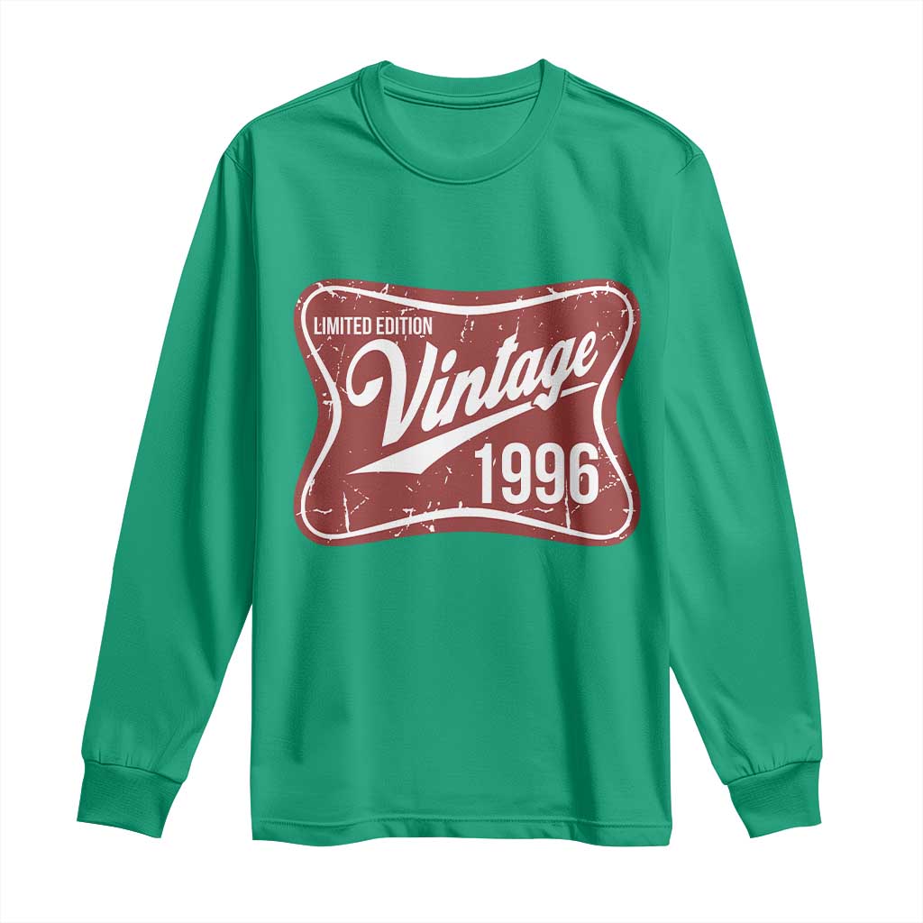 30th Birthday Beer Lover Vintage 1996 Limited Edition Long Sleeve Shirt Red Metal Beer Soft Sign Graphic