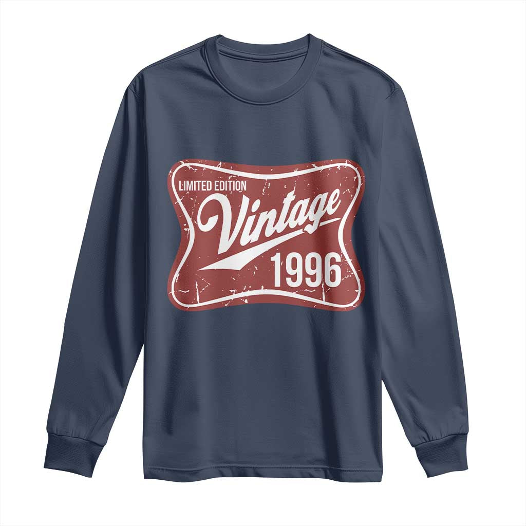 30th Birthday Beer Lover Vintage 1996 Limited Edition Long Sleeve Shirt Red Metal Beer Soft Sign Graphic