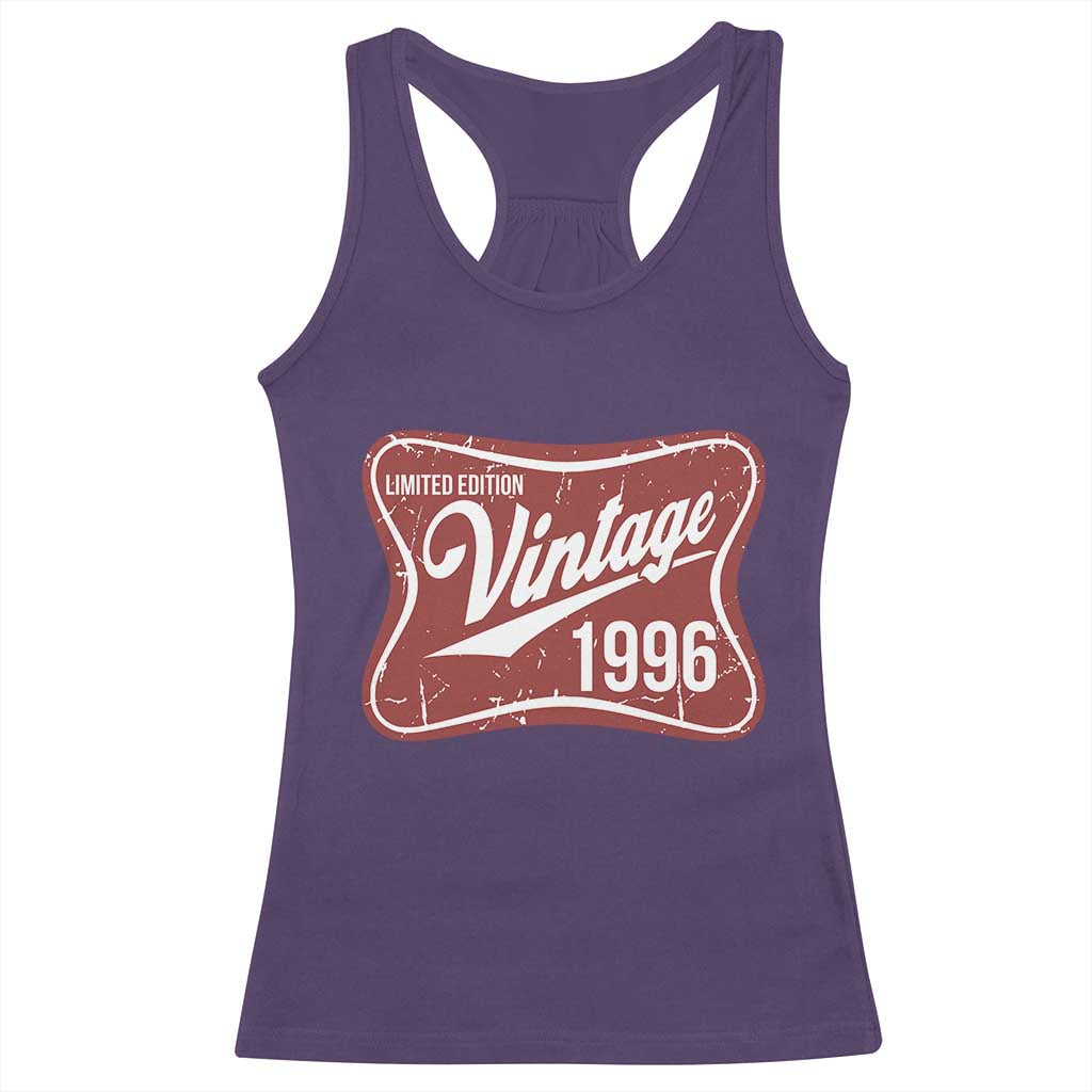 30th Birthday Beer Lover Vintage 1996 Limited Edition Racerback Tank Top Red Metal Beer Soft Sign Graphic