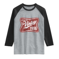 30th Birthday Beer Lover Vintage 1996 Limited Edition Raglan Shirt Red Metal Beer Soft Sign Graphic
