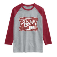 30th Birthday Beer Lover Vintage 1996 Limited Edition Raglan Shirt Red Metal Beer Soft Sign Graphic